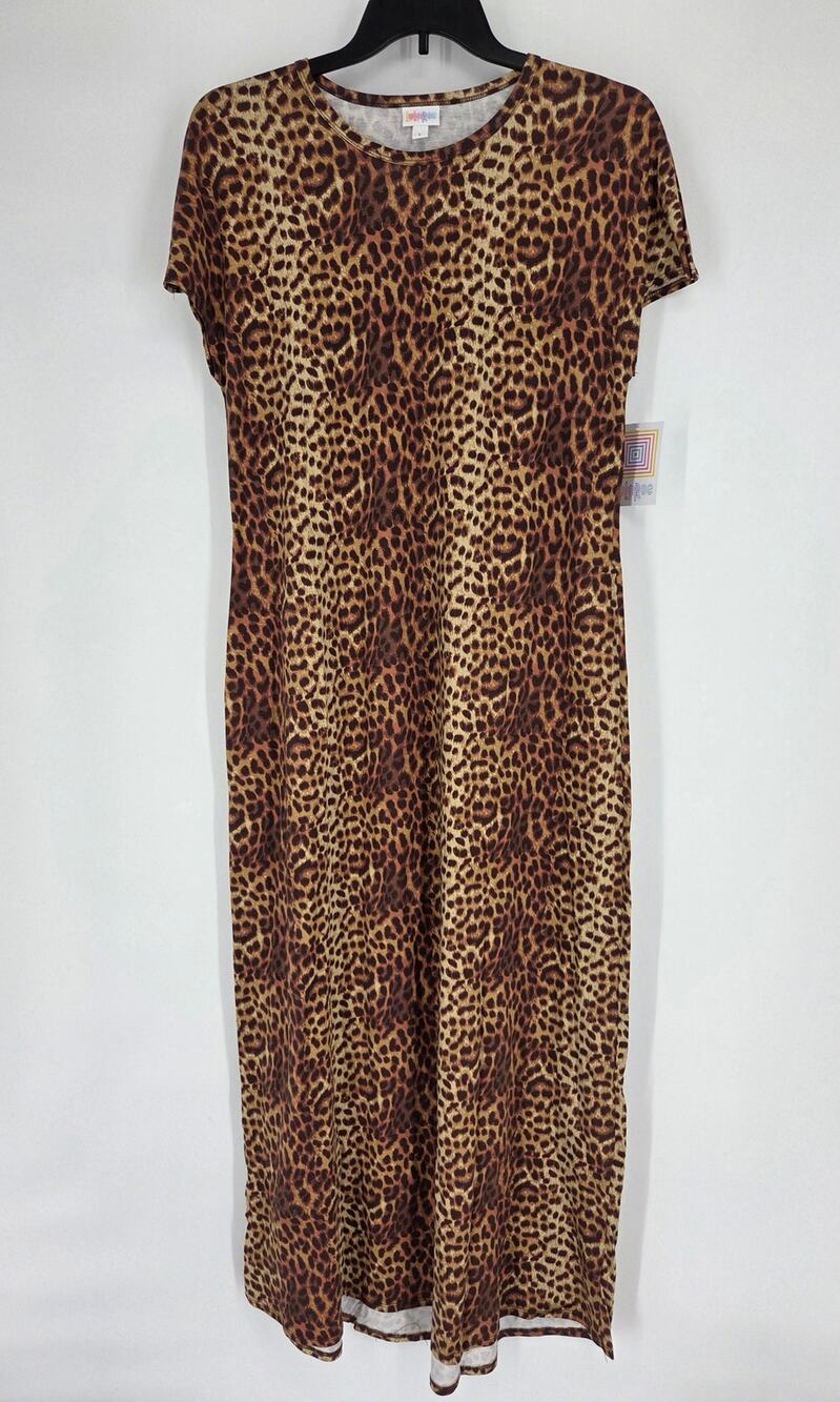 LuLaRoe Maria Brown Tan Animal Print Summer Cotton Modal Maxi Dress NEW Large
